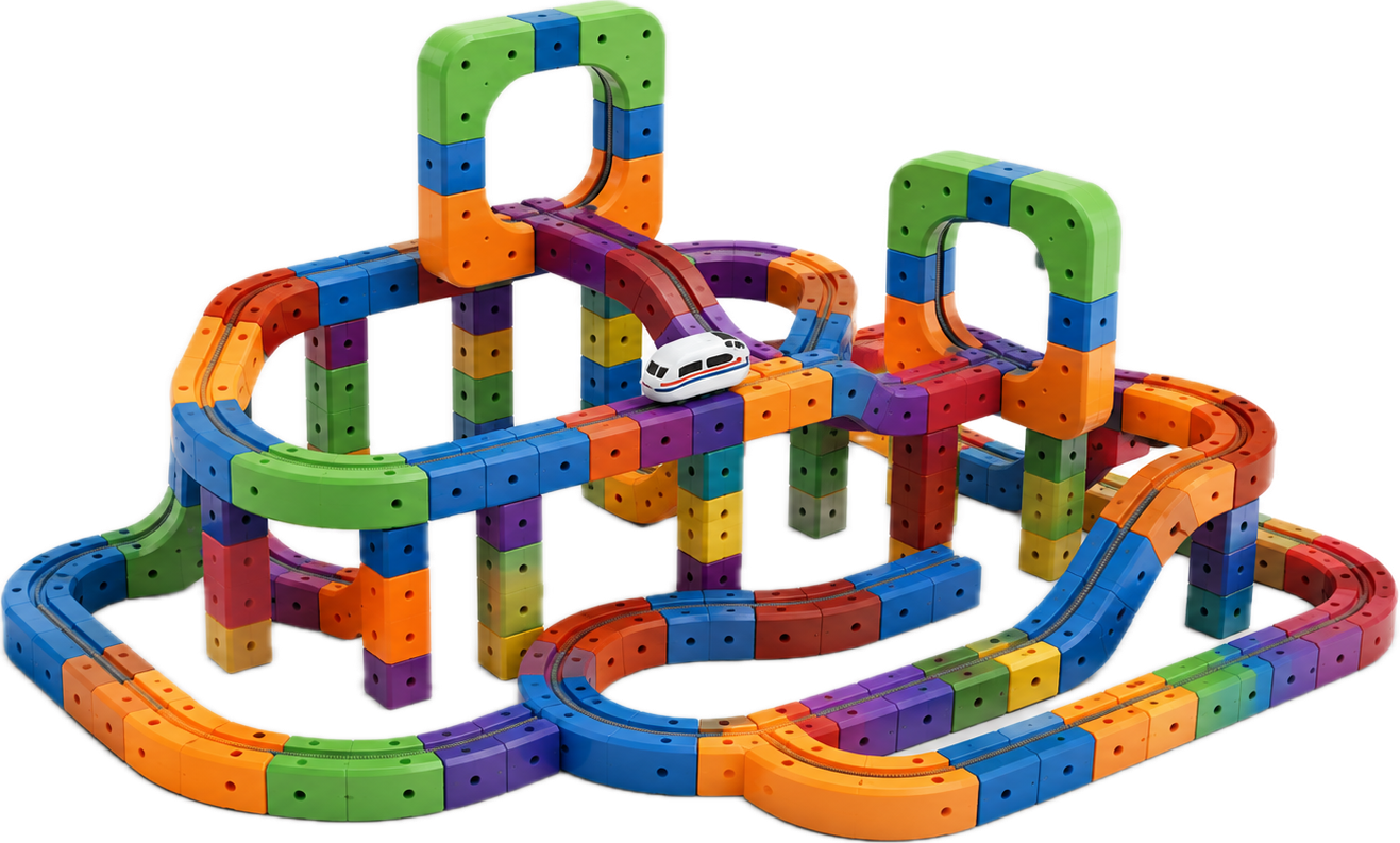 Trem Magnético Coloritos, kit Construção Ilimitada