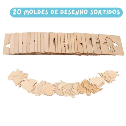 Kit Moldes de Desenho de Madeira Coloritos