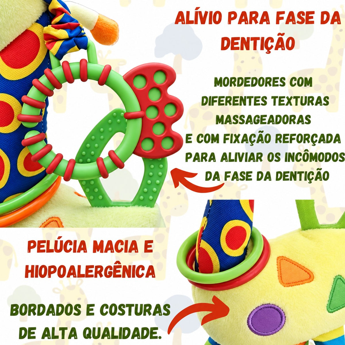 Girafa Chocalho Sensorial Coloritos