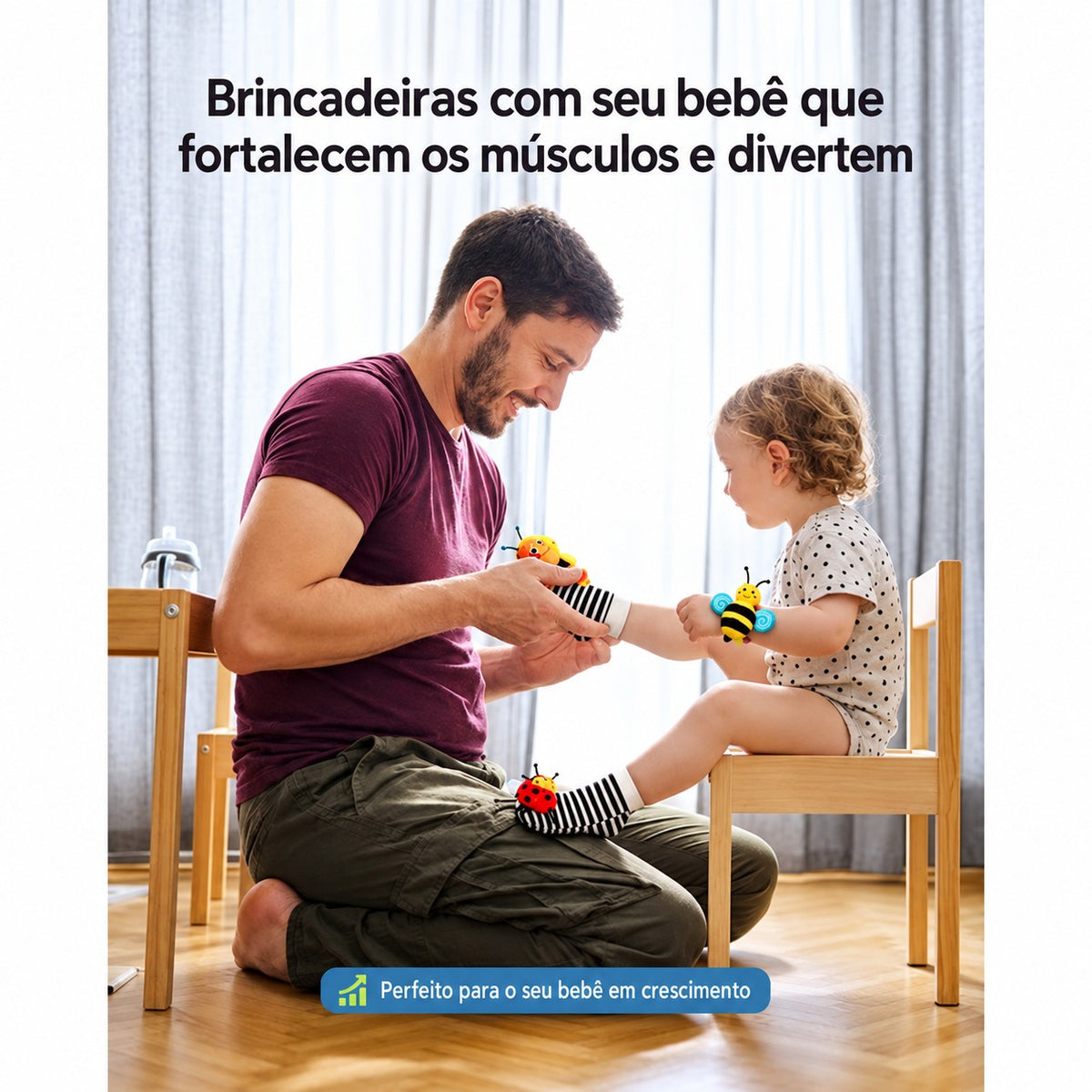 Meia e Pulseira Chocalho Sensorial Coloritos