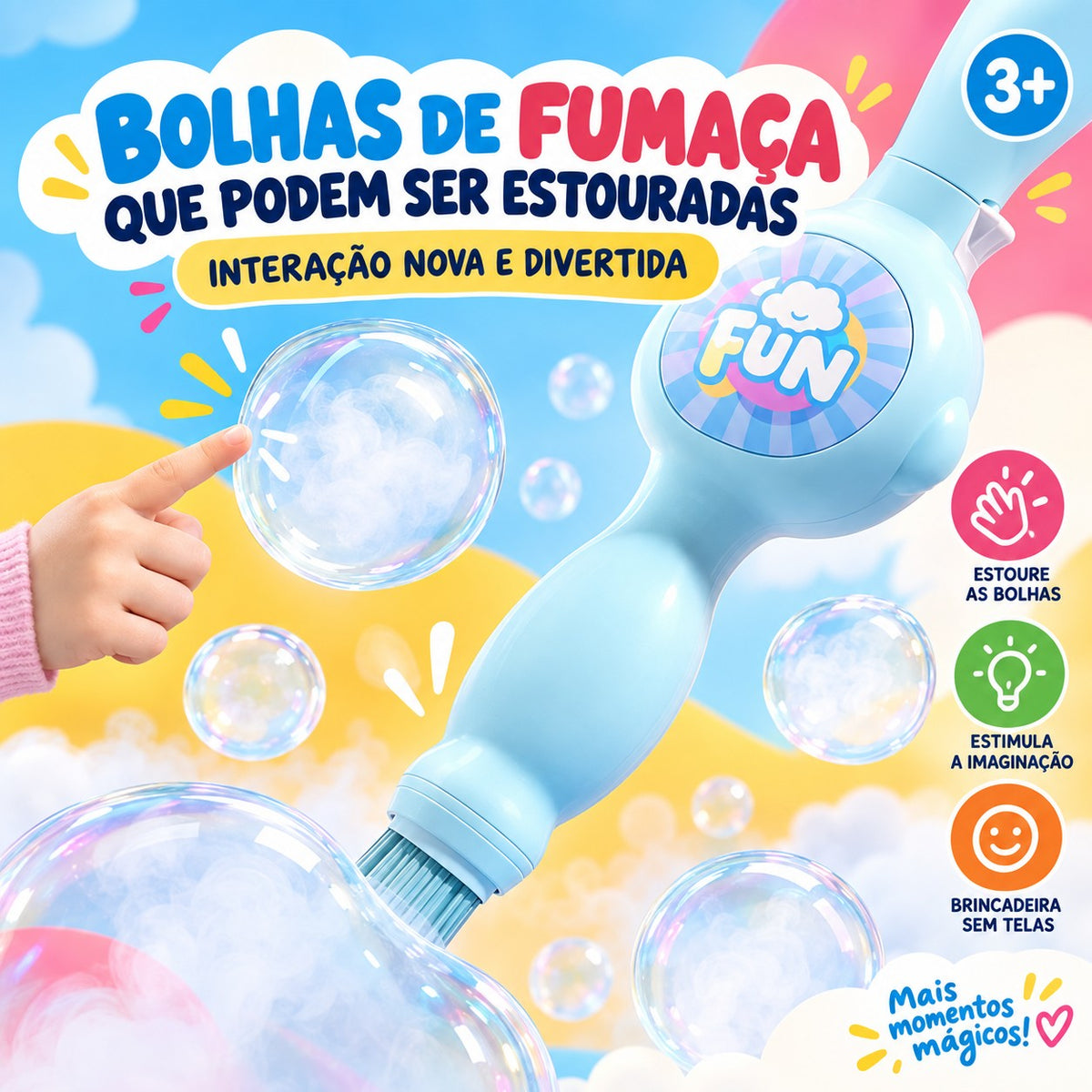 Varinha Mágica de Bolhas de Fumaça Coloritos